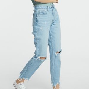 WOMENS CROPPED DENIM FADE JEANS